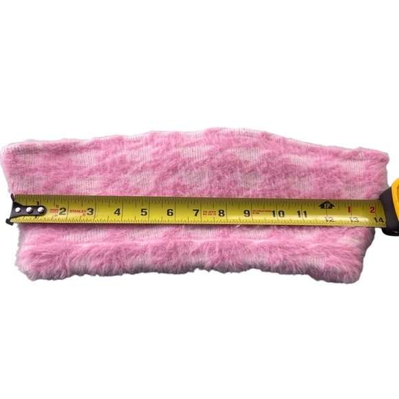 ⭐️2/$20 NWT Meshki Houndstooth Fuzzy Fluffy Pink Soft Coquette Y2K Tube Top - Picture 9 of 10